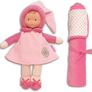 New in Box-Corolle Babi Miss Doll (24cm) and Blanket - Pink For Age 0+